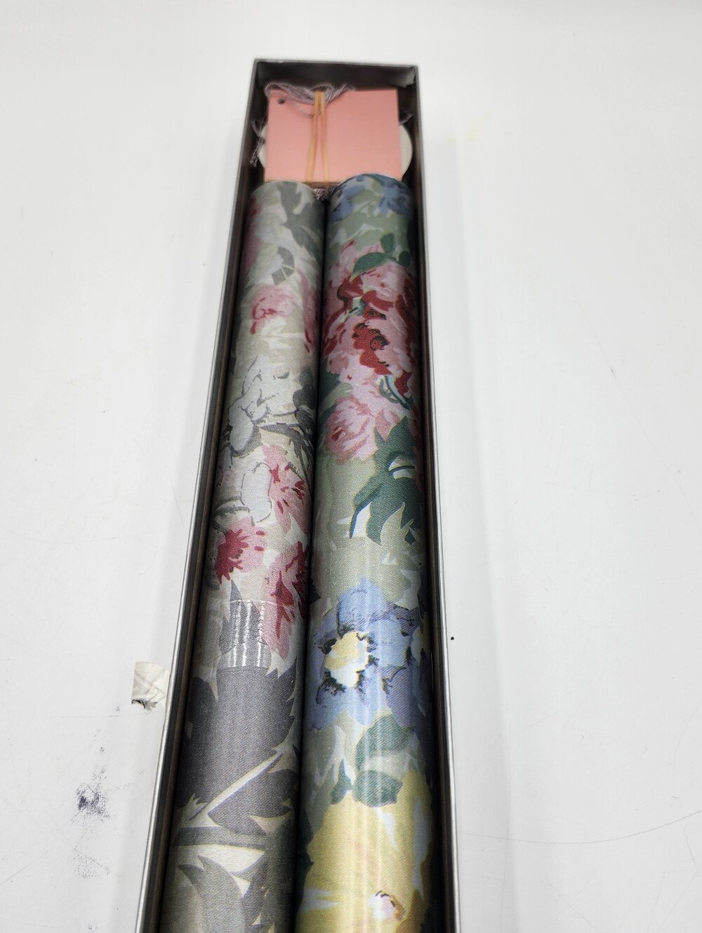 Vintage New Sally FOSTER Silver Floral Roses Wrapping Paper Rolls Card Ribbon